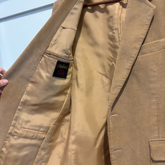 Vtg 80s  Corduroy Jacket Tan Blazer Men 37R Elbow Patches Academia Sport Coat - Picture 5 of 16